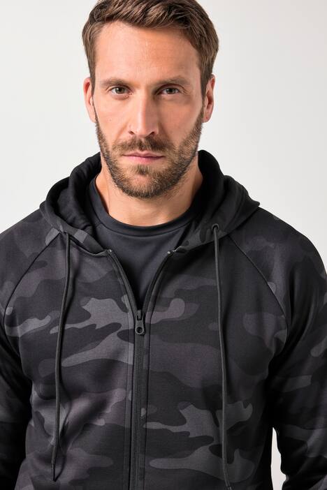 Veste de survêtement en molleton JAY-PI, avec capuche et motif camouflage, collection Fitness – jusqu'au 7 XL
