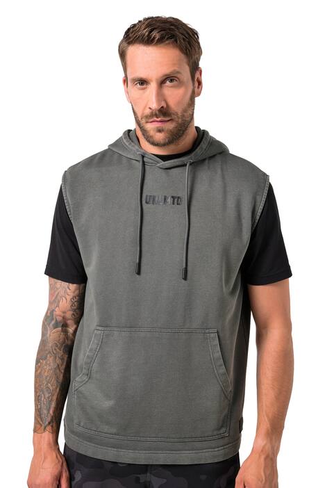 Mikina JAY-PI, břišní střih, kolekce fitness, tepláková, kapuce, bez rukávů, vintage vzhled, do 7XL