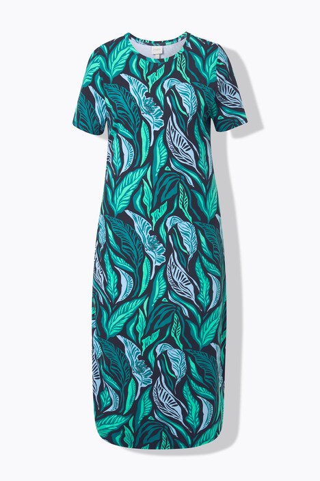 Robe maxi en coton bio. Décolleté rond et manches courtes. Motif jungle