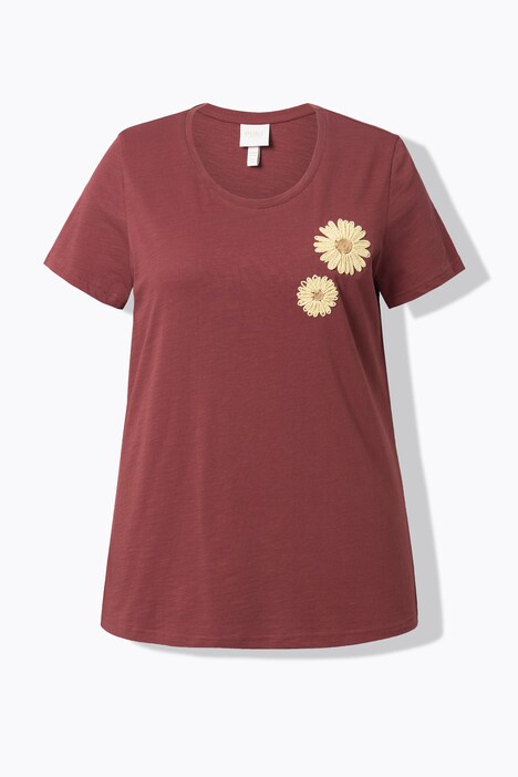T-shirt, borduursel, ronde hals, korte mouw, biologisch katoen