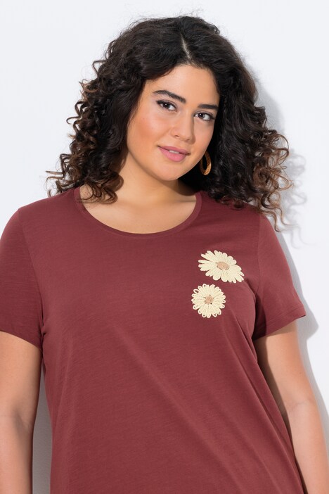 T-shirt, borduursel, ronde hals, korte mouw, biologisch katoen