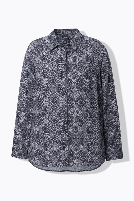 Snake Print Long Sleeve Button Down Blouse