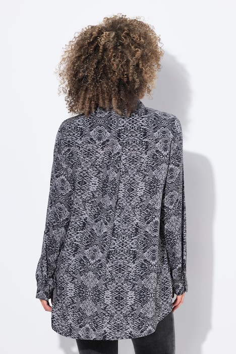 Snake Print Long Sleeve Button Down Blouse