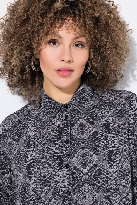 Snake Print Long Sleeve Button Down Blouse