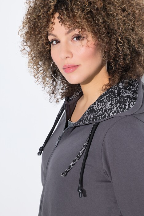 Sweatvest, gevoerde capuchon met slangenpatroon