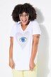 T-shirt manches courtes, motif œil et grand cœur, avec petites pierres fantaisie