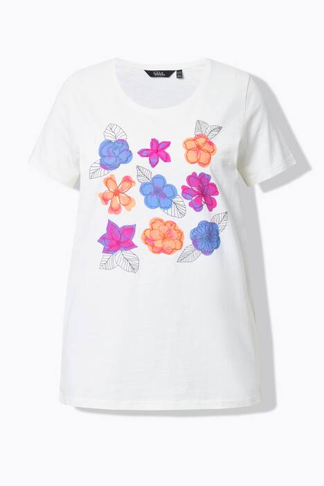 T-shirt, bloemen, A-lijn, ronde hals, korte mouwen