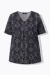 T-shirt manches courtes, décolleté V se terminant par des plis fantaisie, motif peau de serpent