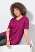 T-shirt manches courtes, décolleté V se terminant par des plis fantaisie, motif peau de serpent