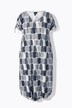 Robe midi en jersey, rayures esprit batik, décolleté en V et manches courtes