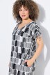 Robe midi en jersey, rayures esprit batik, décolleté en V et manches courtes