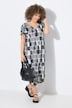 Robe midi en jersey, rayures esprit batik, décolleté en V et manches courtes