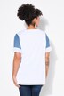 Camiseta, forma en A, media manga de tejido a color, letras