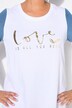 Camiseta, forma en A, media manga de tejido a color, letras