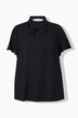 Blouse met strikhals, A-lijn, satijn, korte kapmouwen