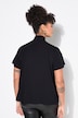 Blouse met strikhals, A-lijn, satijn, korte kapmouwen