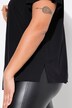 Blouse met strikhals, A-lijn, satijn, korte kapmouwen