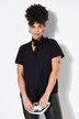 Blouse met strikhals, A-lijn, satijn, korte kapmouwen