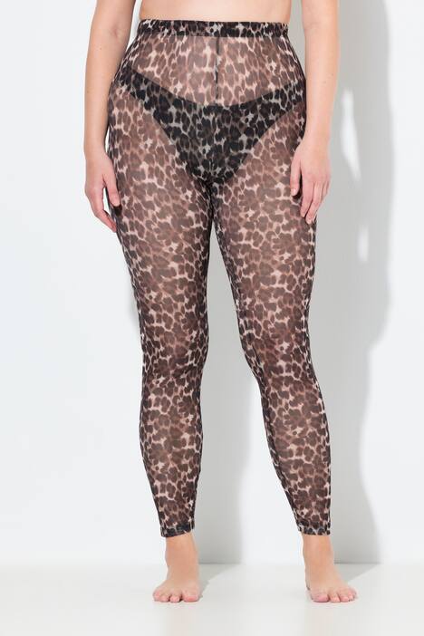 Medias-Leggings, estampado de leopardo, malla