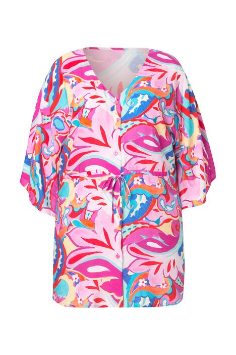 Kimono halenka, A střih, plošný potisk, stahování v pase