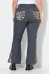 Jeans, utsvingt ben, leopard, frynsehem, 5-lommer