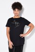 T-shirt, bloem van siersteentjes, halve mouwen