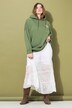Jupe maxi en dentelle, taille élastique et volants, coupe évasée