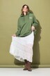 Jupe maxi en dentelle, taille élastique et volants, coupe évasée