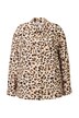 Košilová bunda, Boxy střih, lněná směs, leopardí vzor, zaoblený lem
