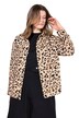 Košilová bunda, Boxy střih, lněná směs, leopardí vzor, zaoblený lem