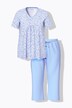 Pyjama, bloemen, V-hals, halve mouwen, zakken