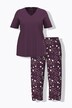 Pyjama deux pièces, motif à pois, T-shirt décolleté en V et manches longues, pantalon avec poches