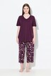 Pyjama deux pièces, motif à pois, T-shirt décolleté en V et manches longues, pantalon avec poches