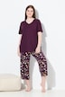 Pyjama deux pièces, motif à pois, T-shirt décolleté en V et manches longues, pantalon avec poches