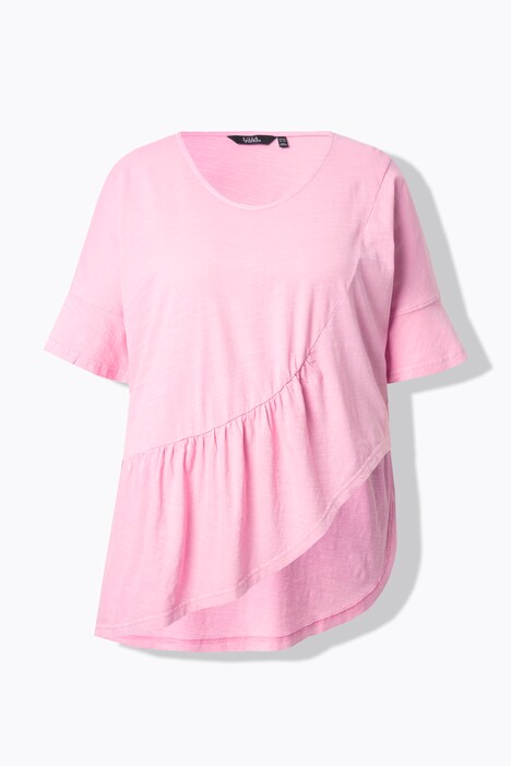T-skjorte, volang, oversized, V-hals, korte ermer