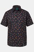 Boston Park skjorte i hørmix, korte ærmer, alloverprint, Kent-krave, comfort fit, op til str. 8XL