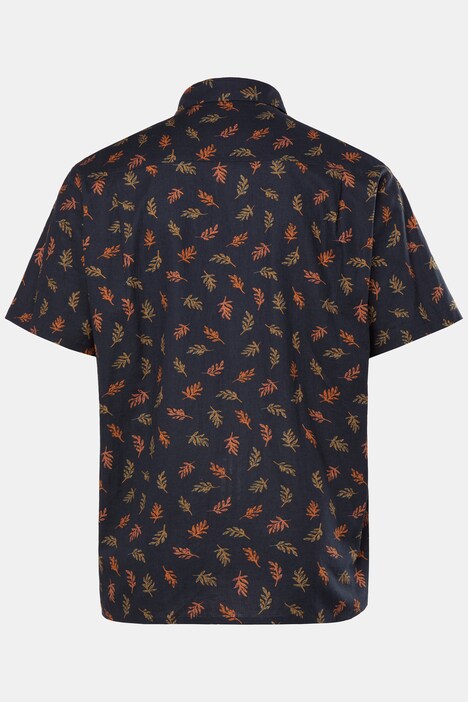 Chemise en lin mélangé Boston Park, imprimé all-over, manches courtes et col Kent, coupe Comfort Fit - jusqu'au 8 XL