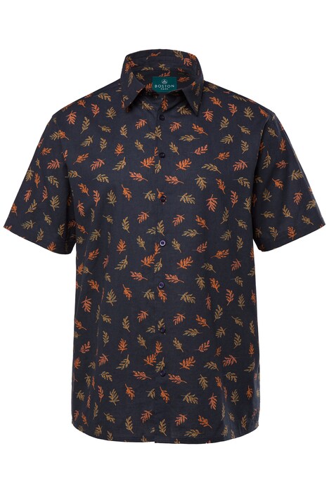 Košile Boston Park, lněná směs, krátké rukávy, plošný potisk, Kent límeček, Comfort střih, do 8XL