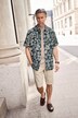 Boston Park piqué.skjorte, korte ærmer, blomstret allover-print, Kent-krave, modern fit, op til 8XL