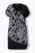 Robe en jersey. Jeté en mousseline. Décolleté V et manches courtes