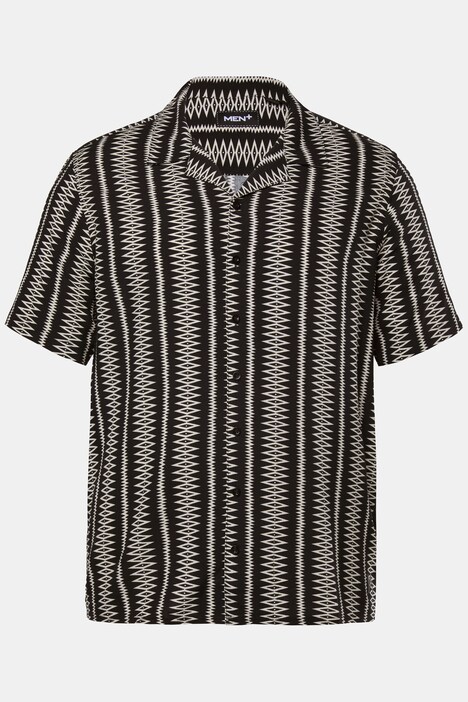 Chemise Men+ en viscose, imprimé all-over, manches courtes et col cubain, coupe Cuba Fit - jusqu'au 8 XL