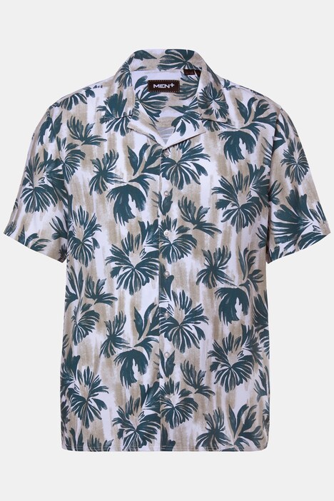 Chemise Men+ en viscose, imprimé all-over, manches courtes et col cubain, coupe Cuba Fit - jusqu'au 8 XL