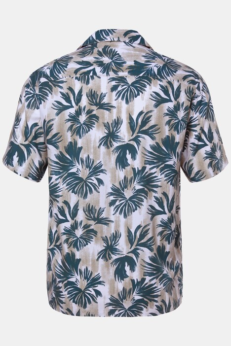 Chemise Men+ en viscose, imprimé all-over, manches courtes et col cubain, coupe Cuba Fit - jusqu'au 8 XL