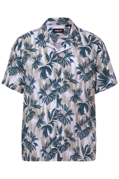 Viksózová košile Men+, krátké rukávy, plošný potisk, Cuba límeček, Cuba střih, do 8XL