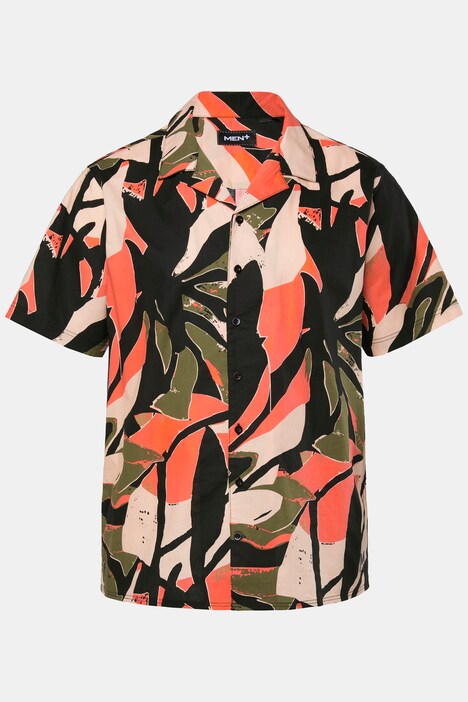 Chemise Men+ en viscose, imprimé all-over, manches courtes et col cubain, coupe Cuba Fit - jusqu'au 8 XL