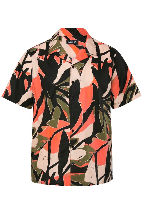 Viskózová košile Men+, krátké rukávy, plošný potisk, Cuba límeček, Cuba střih, do 8XL
