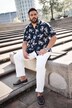 Chemise Men+, imprimé all-over, manches courtes et col cubain, coupe Cuba Fit - jusqu'au 8 XL