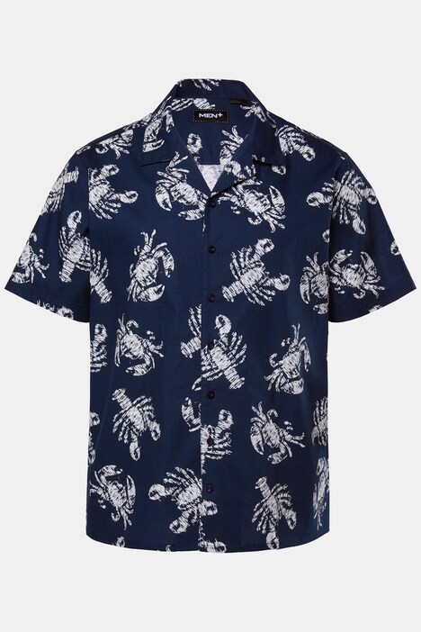 Chemise Men+ en viscose, imprimé all-over, manches courtes et col cubain, coupe Cuba Fit - jusqu'au 8 XL