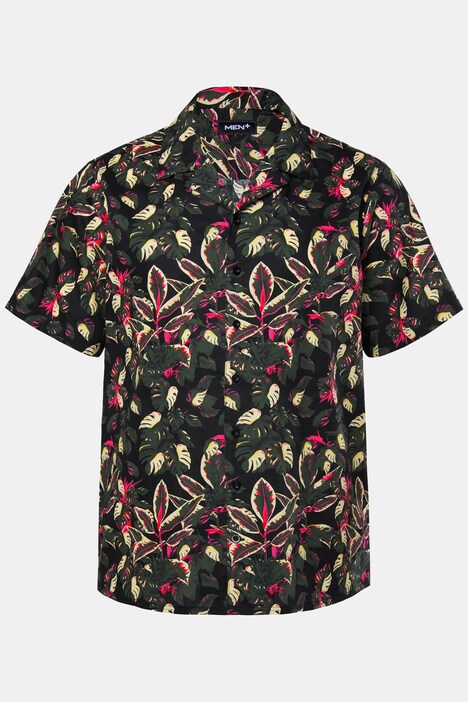 Chemise Men+ en viscose, imprimé all-over, manches courtes et col cubain, coupe Cuba Fit - jusqu'au 8 XL