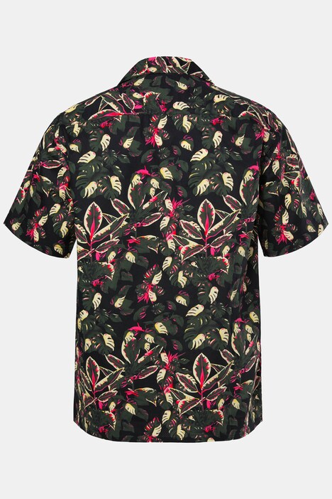 Chemise Men+ en viscose, imprimé all-over, manches courtes et col cubain, coupe Cuba Fit - jusqu'au 8 XL